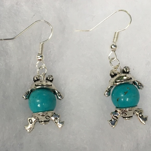 PeaceFrog Jewelry - Turquoise Magnesite Frog Earrings